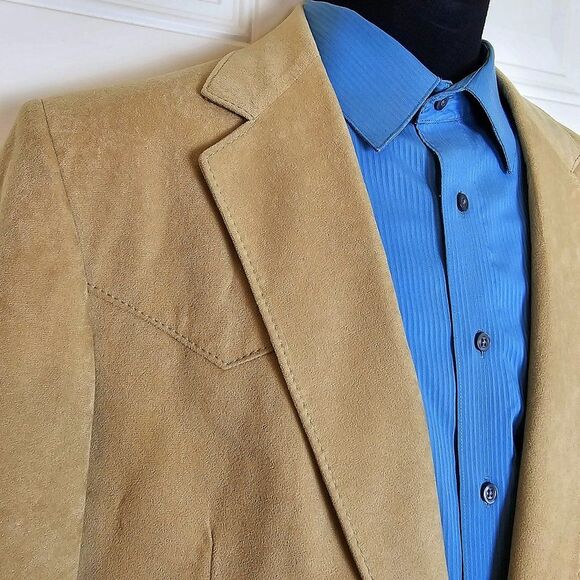 Vintage Alfred Big & Tall Southwestern Tan Suede Blazer Size 42* - Picture 3 of 9